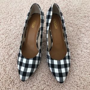 Black and white checkered heels